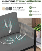 Aluminum Outdoor Patio Furniture Set with Dual-Layer Coffee Table, 5 Piece Modern Patio Conversation Sets with PE Rope, Outdoor Sectional Sofa with Thick Cushions for Balcony, Deck, Charcoal