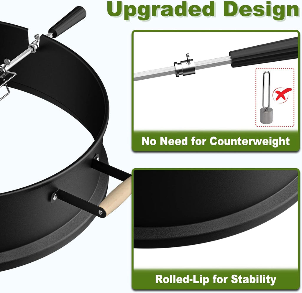 SHINESTAR Upgraded Steel Weber Kettle Rotisserie Ring Kit Barbecue Tool Kit | For Weber 22 Inch Charcoal Kettle and Other Similar Grills, Turns Your Kettle Into A Chicken Roaster