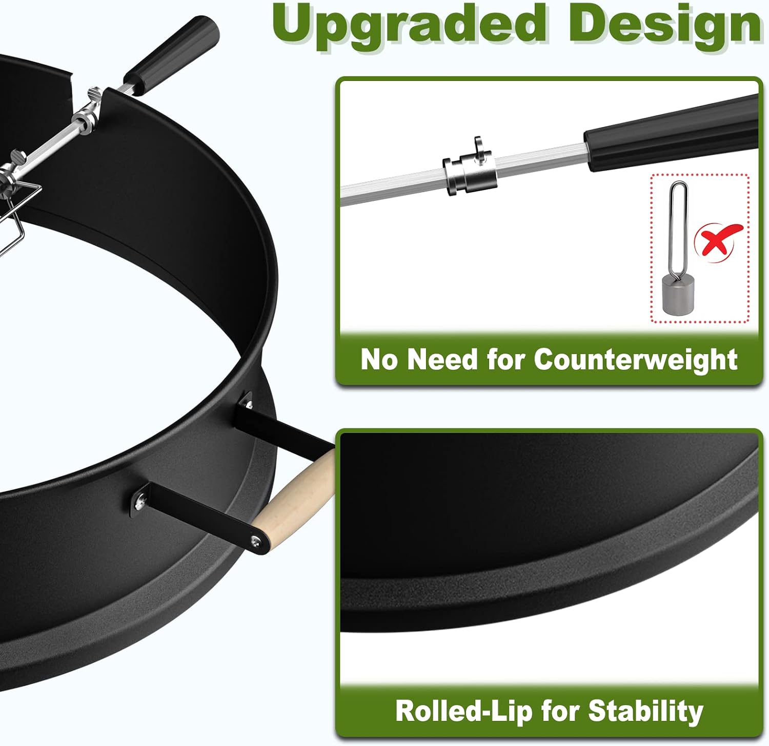 SHINESTAR Upgraded Steel Weber Kettle Rotisserie Ring Kit Barbecue Tool Kit | For Weber 22 Inch Charcoal Kettle and Other Similar Grills, Turns Your Kettle Into A Chicken Roaster