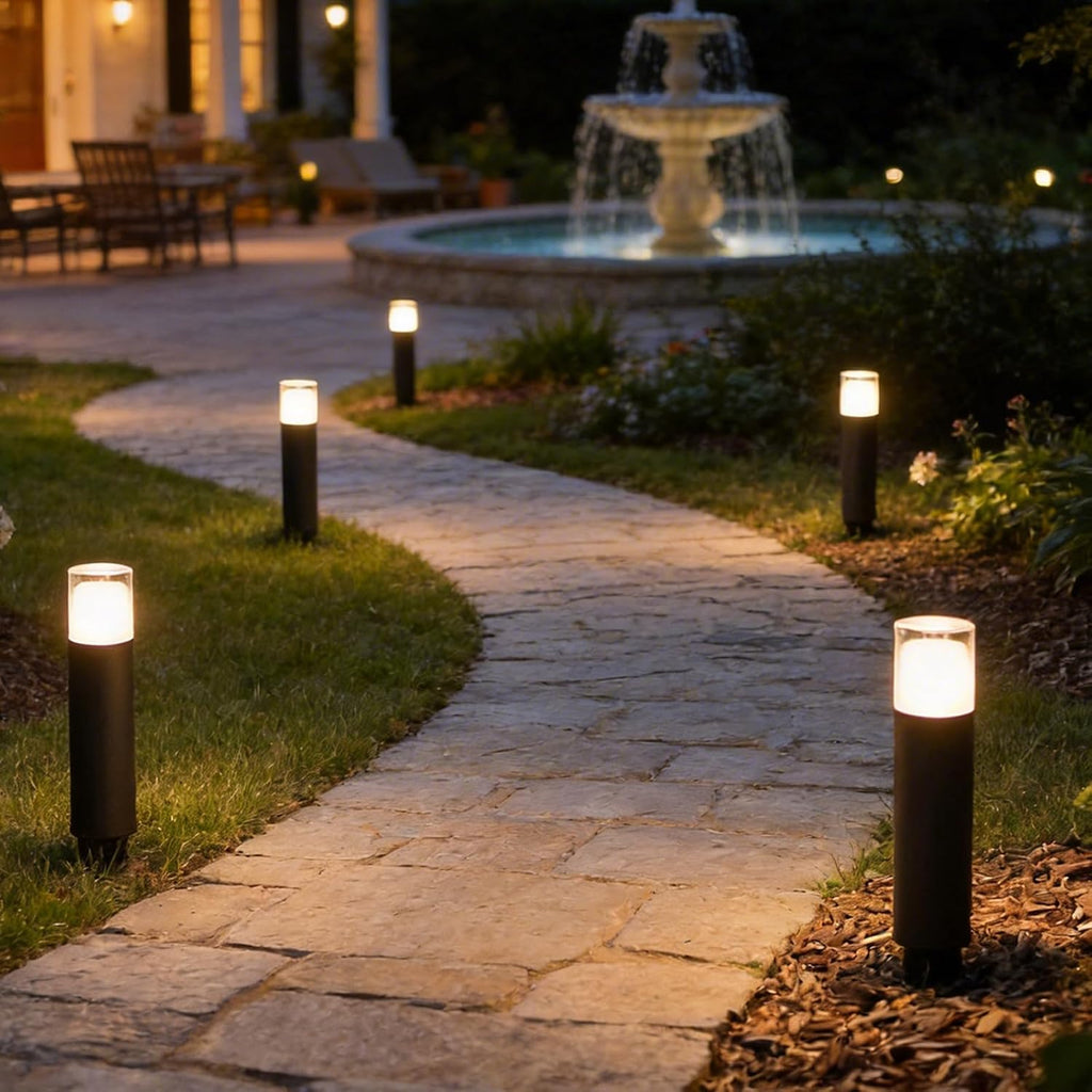 6PK Low Voltage Bollard Lights Die-Cast Aluminum & Real Glass Pathway Lights 1.2W 95LM 2700K Warm White G4 Replaceable Bulb Included, Waterproof Outdoor Landscape Lighting