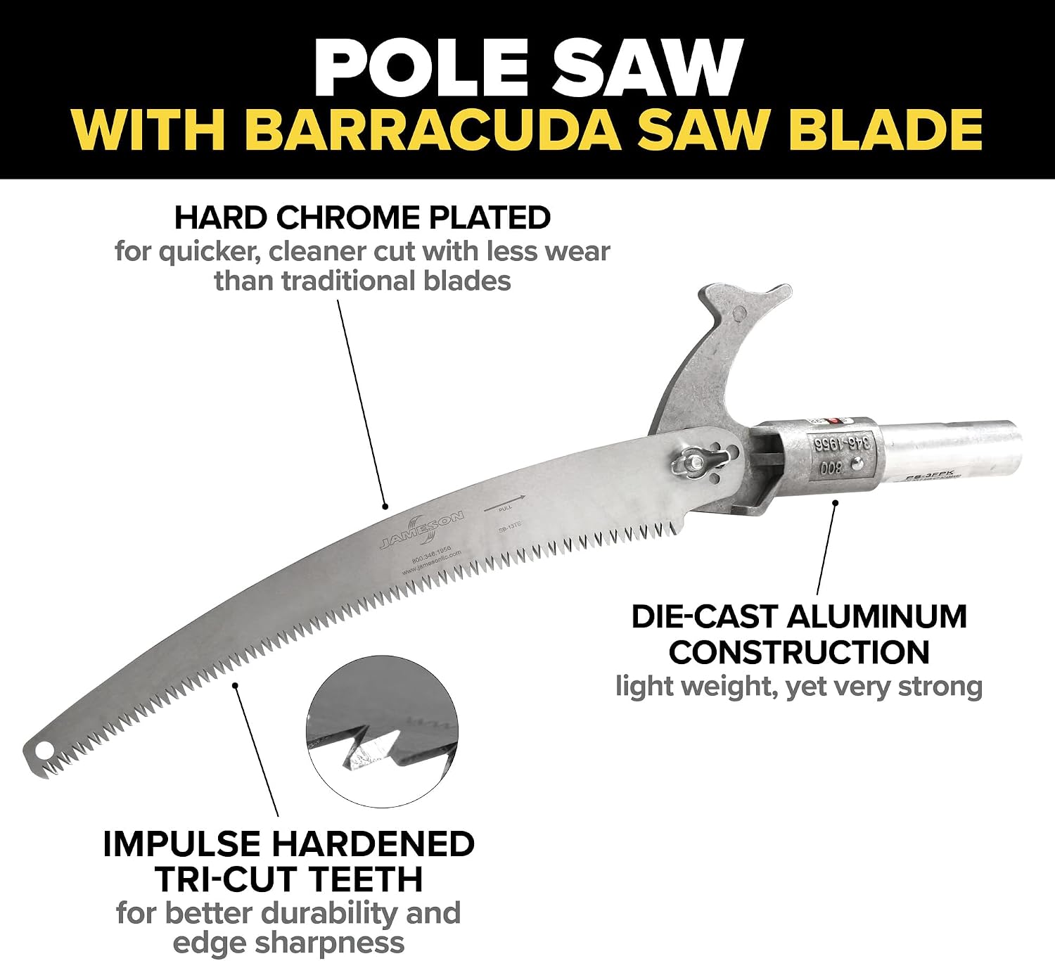 Jameson FG-6PKG-7 FG-Series Manual Pole Saw and Tree Pruner with Two 6-Foot Fiberglass Poles