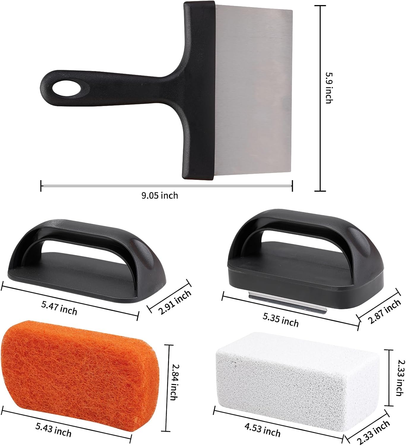 12 Pcs Griddle Cleaning Kit for Blackstone, Heavy Duty Grill Brush | Flat Top Grill Cleaning Kit with Grill Stone, Griddle Scraper & Griddle Brush, Easy to Remove Stain, BBQ Accessories