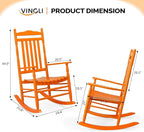 VINGLI Wooden Rocking Chair, Outdoor Chair with 450 lbs Support, Relaxing Rocker with Solid Wood High Back Seat Reclining Seat for Deck, Garden, Backyard, Porch, Indoor or Outdoor Use (Orange, 2PCS)