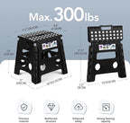 Delxo Folding Step Stool, 13 inch Non-Slip Foldable Stools Up to 300 LBS, Step Stool with Handle, Lightweight for Kitchen, Bathroom, Bedroom, Garden, Black, 1PC