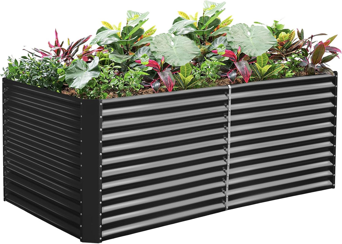 land guard 8x4x3ft rectangular galvanized raised garden beds, main product view
