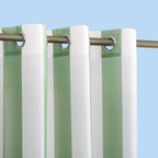 Sun Zero Valencia Cabana Stripe Indoor/Outdoor UV Protectant Energy Efficient Grommet Curtain Panel Pair, 54" x 95", Spa Green, 2-Pack