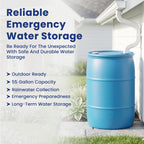 55-Gallon Water Storage Barrel, BPA Free, Emergency Water Supply - Eco Friendly - Made in USA (Blue)