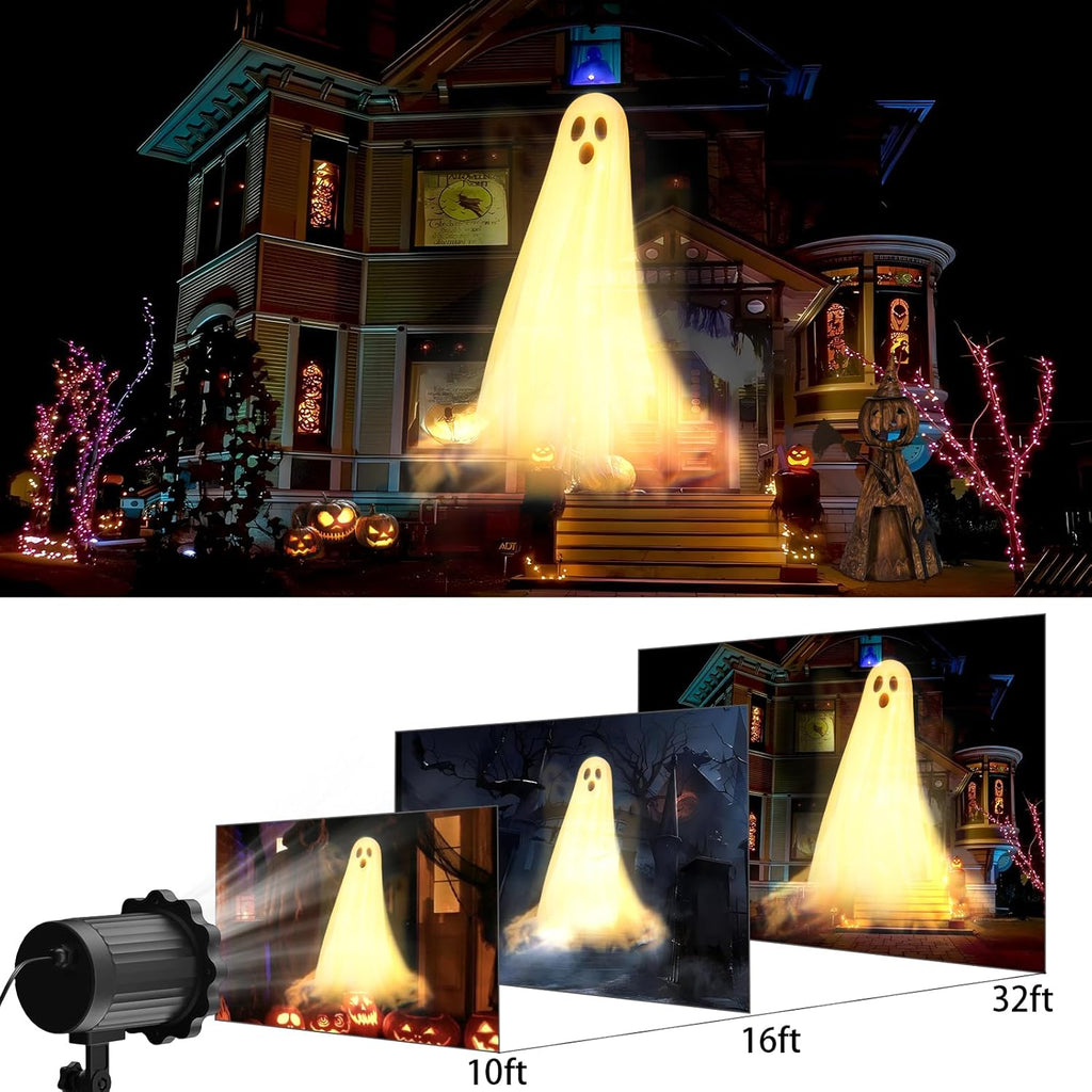 Halloween Projector Lights Outdoor,3D Dynamic Ghost Decorations Light,2026 Upgraded Clearer Ghost HD Patterns,Holiday Light for Home Window Wall Halloween Garage Door Decor
