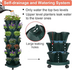 GameXcel Vertical Planter 7 Tier Stackable Planters Garden Planters Strawberry Herb Flower and Vegetable Planter Indoor Outdoor Gardening Pots with Removable Wheels and Tools 2-Pack