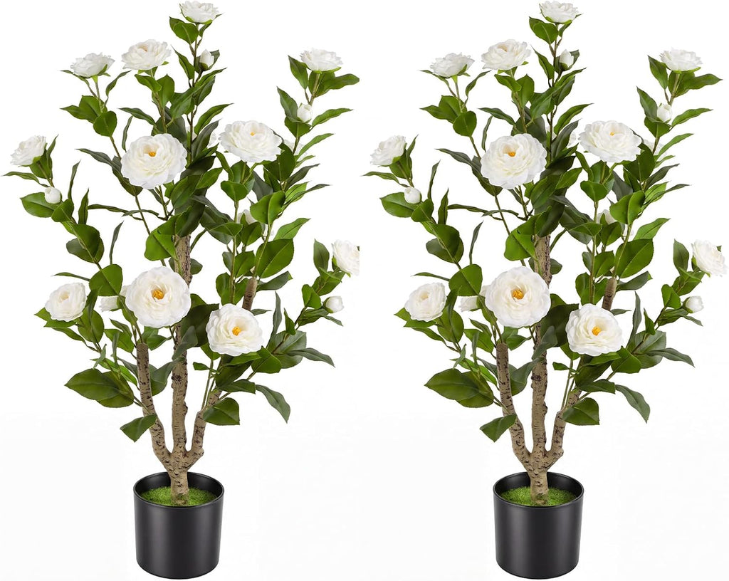 3ft 2-pack artificial camellia trees, main product view