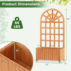 Giantex Wooden Raised Garden Bed with Arched Trellis, 48” Fir Wood Outdoor Elevated Planter Box Privacy Screen with Drainage Holes, Vertical Garden Bed for Climbing Plants, Patio Balcony Backyard
