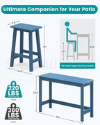 SERWALL 3-Piece Outdoor Bar Set, Rectangular All Weather HDPE Bar Height Patio Set, Outdoor High Top Table and Stools for for Outside, Poolside, Backyard, Garden, Blue