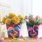 GUGUGO Abstract Rainbow Head Planter, Unique Face Plant Pot with Drainage, Cute Eclectic Flower Planters Pots for Indoor & Outdoor Plants, Colorful Funny Room Decor