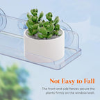 Lifewit Window Plant Floating Shelves 14.6x3.6, 4 Pack Acrylic Suction Cup Shelf, Window Sill Extender for Indoor Succulent Plants, Micro Greens, Seed Starter Pots, Herb Planters 37 x 9 cm/14.6x3.6