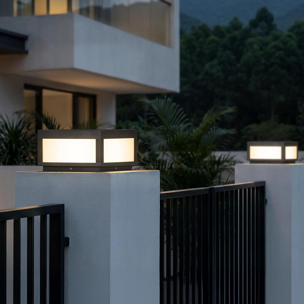 Solar Post Lights Outdoor 12x12, Square Solar Pillar Lights Outdoor | 11.8'' Column Light Waterproof, Dusk to Dawn Extra Large Pillar Light, Modern Column Lamp Fixture for Entrance Driveway Fence