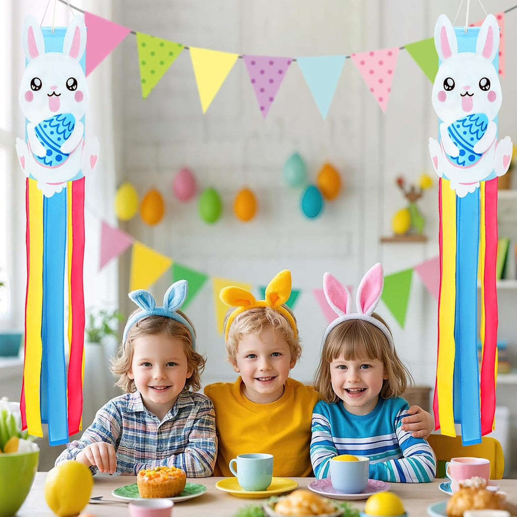 NOVWANG 40 Inch 3D Rabbit Bunny Easter Windsock, Spring Windsocks for Yard Garden Patio Balcony, Easter Outdoor Hanging Decorations