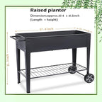 31.5" Tall Raised Garden Bed with Wheels, Extra 15.7" W Planter Box (400 lbs Loads) with Storage Shelf & Handle,Heavy Duty Metal Garden Planter for Vegetables, Herbs & Flowers, Patio & Balcony