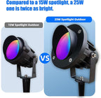 Color LED Spotlight Outdoor 120V 25W, Durable Landscape Spot Light for Yard, Garden, Tree, House, Halloween, Christmas - Ideal Spot Lights, Spotlight Outdoor Decoration