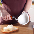 DOITOOL Coconut Meat Removal Tool Stainless Steel Fresh Coconut Scraper Knife with Ergonomic Wood Handle for Raw Shell Extraction and Manual Opener | Curved 9 inch Blade with Ergonomic Wood Handle for Raw Shell Extraction and Manual Opener