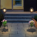 2 Pack Solar Lights with Plant Stand, Outdoor Floor Lamp, Waterproof Solar LED Edison Bulb Floor Lamps for Patio Porch Deck Yard Garden Decor