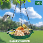Hanging Platform Bird Feeder, 9 in, Green | Stainless Steel Mesh Tray, For Small Birds, Garden & Patio