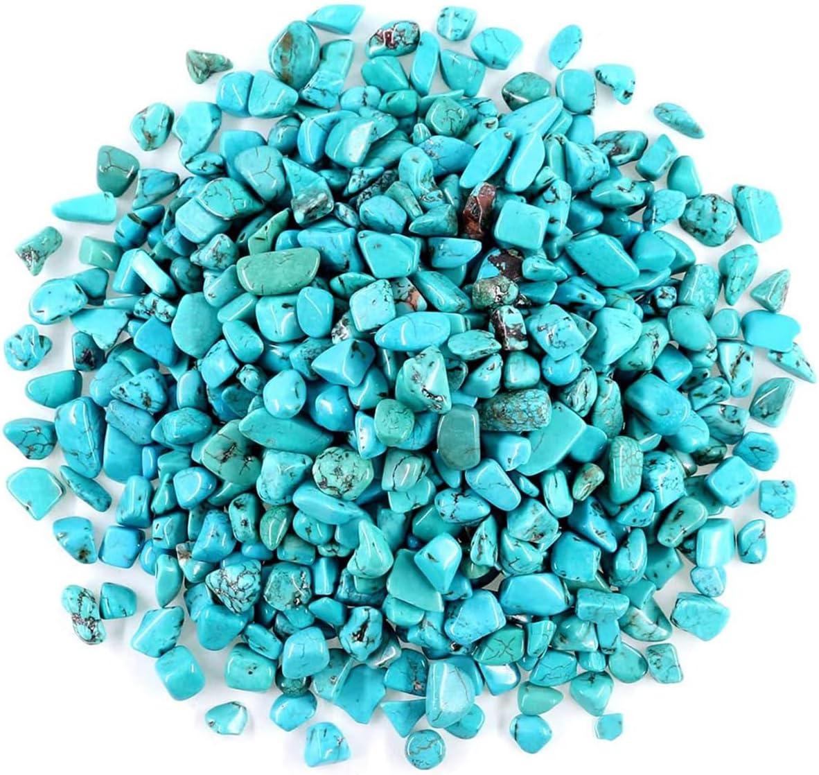 1 LB (460g) Natural Crushed Turquoise Pebbles Gemstone Chips | Vibrant Fade-Resistant Color, Non-Toxic Material, Ideal for Reiki Healing, DIY Crafts, Aquarium & Flowerpot Decor