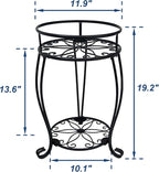 CASIMR 2-Pack Plant Stand, 2 Tier 19.2 inch Tall Metal Potted Holder Rack,Indoor Outdoor Multiple Flower Pot Shelf Rustproof Iron Garden Container for Garden Patio Living Room Corner Balcony, Black