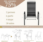 MAMIZO Patio Dining Chairs, Stackable All Weather Teslin Chair, Heavy Duty Outdoor Breathable Chairs Set, w/Armrests, Upgraded Chair FeetW/Strenthened Iron Spacers, 330 LBS (4, Black)