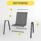Betterhood Patio Chairs Set of 2, Stackable Outdoor Dining Chairs Set with Breathable Seat Fabric, All-Weather Powder-Coated Metal Frame for Deck, Pool Side and Backyard, 350LBS Capacity (Grey)