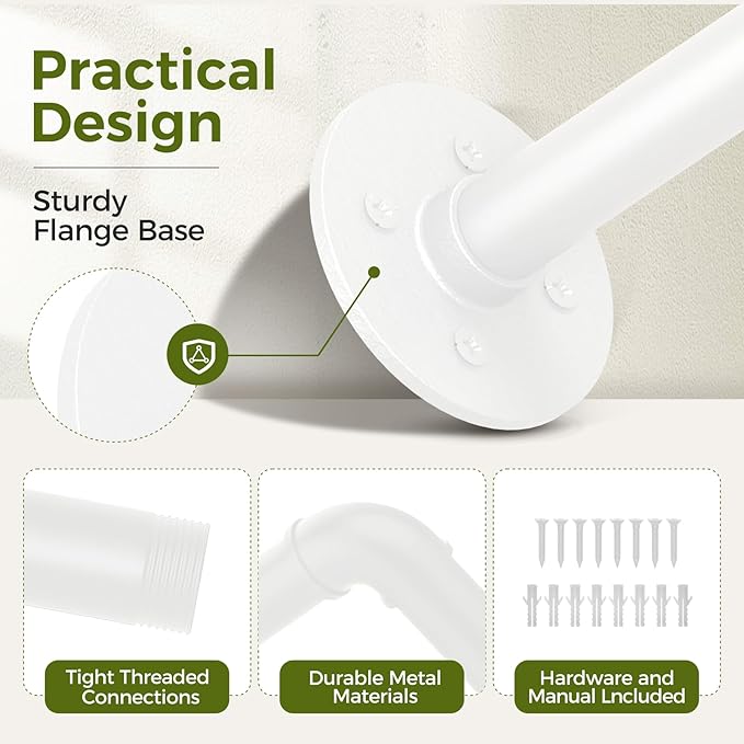 Bamworld Hanging Planters for Indoor Plants Plant Hanger Indoor Hanging Plant Holder Window Plants Shelves Metal Rod(Pot&Chains Not Included) 36.2in White