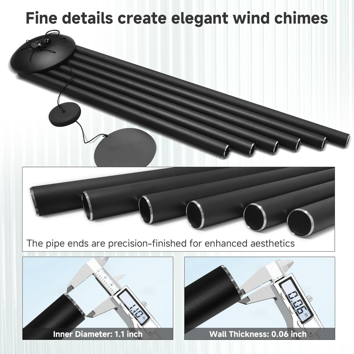 66" extra large wind chimes for outside, 6, close-up detail