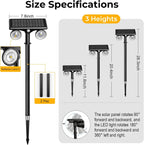 Solar Lights Outdoor Waterproof, Dual Heads Adjustable Solar Spot Lights Outdoor, 2-in-1 Motion Sensor Solar Powered Spotlight Landscape Lighting for Garden, Yard, Pathway- 2 Pack (Warm Light)