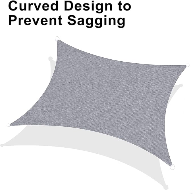 LOVE STORY Custom Size 4'x8' Silver Grey Sun Shade Sail Rectangle UV Block Canopy Patio Sail Sunshades Fabric for Outdoor Garden Carport (We Make Custom Size)