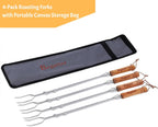 Begatter Smores Sticks, Marshmallow Sticks for Fire Pit, 30" Long Extendable Heavy Duty Roasting Sticks for Hot Dogs Vegetables S'mores over Campfire, 4 Pack