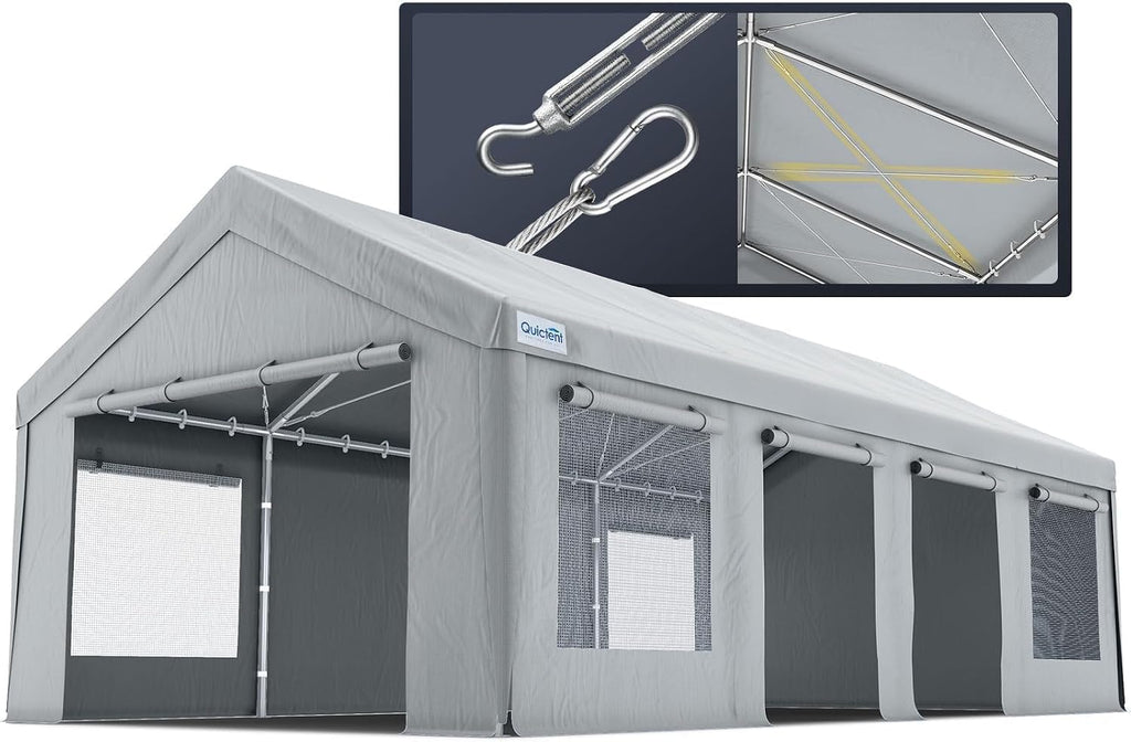 quictent heavy duty 13x25 ft carports with side, main product view