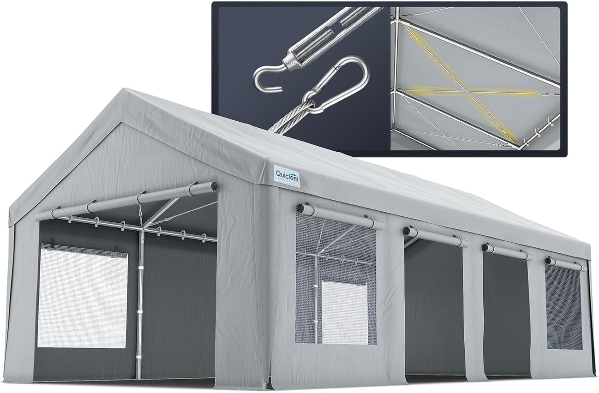 quictent heavy duty 13x25 ft carports with side, main product view