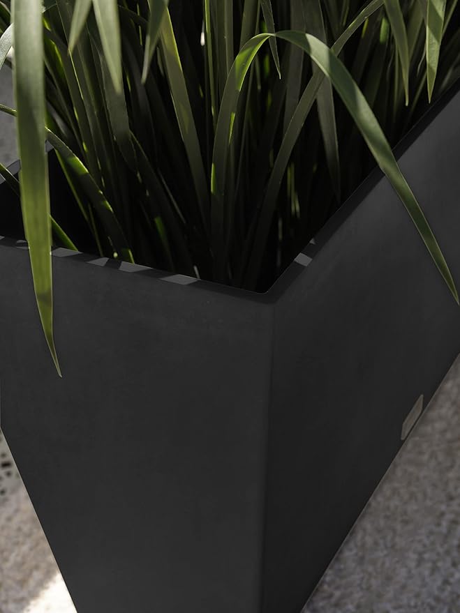 Veradek Pure Series Midori Trough Planter - Large Rectangular Planter for Outdoor Deck/Porch | Durable All-Weather Use with Drainage Holes | Modern Decor for Shrubs, Flowers, Small Plants