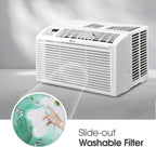 lg 6,000 btu window air conditioner, 115v, cools, front angle view