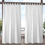Exclusive Home Cabana Solid Indoor/Outdoor Light Filtering Hook-and-Loop Tab Top Curtain Panel, 54"x108", Winter White, Set of 2