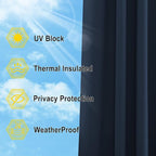 NICETOWN Outdoor Patio Curtain Waterproof, Sun Blocking Weatherproof Porch Decor Thermal Insulated Outside Covering Privacy Shades for Garden/Deck, W52 x L72 inches, Navy Blue, 1 Panel