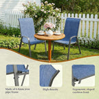 MAMIZO Patio Dining Chairs, Stackable All Weather Teslin Chair, Heavy Duty Outdoor Breathable Chairs Set, w/Armrests, Upgraded Chair FeetW/Strenthened Iron Spacers, 330 LBS (6, Navy Blue)