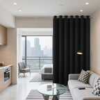 Joydeco Blackout Patio Sliding Door Curtains 108 Inches Long, Grommet Privacy Room Divider Curtains, Extra Wide Thermal Blackout Drapes for Bedroom Living Room (Black, 60Wx108L, 1 Panel)