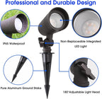 3CCT LED Landscape Lights with Connectors, 12V Low Voltage, 3000K/4000K/5000K Selectable, 3W, 200LM, Outdoor Waterproof Garden Pathway Lights Wall Tree Flag Spotlights with Spike Stand, 4 Pack