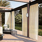 SpaceDresser Waterproof Outdoor Sheer Curtains for Patio - 2 Panels Rod Pocket Indoor Voile Sheer Curtain for Living Room,52W x 108L inch, Beige