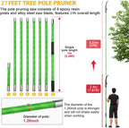 27 Feet Tree Pole Pruner Manual Branches Trimmer Tree Branch Garden Tools Loppers Hand Pole Saws Extendable Height