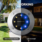 LYHOPE Solar Ground Lights Outdoor, 16 Pack 8 LED Solar Disk Lights Waterproof Garden In-ground Pathway Lights Landscape Lighting for Lawn,Yard,Deck,Patio,Walkway (Blue)