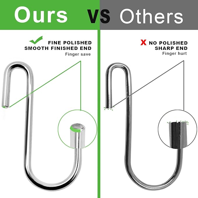 30 Pack 2.4 inches Heavy Duty S Hooks for Hanging, Pan Pot Holder Wire Shelves Rack Hooks for Hanging, S Shaped Hanger Metal Hooks for Kitchen Pots Utensils Jeans Clothes Bags Hats Towels Plants