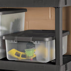 Sterilite 12-Pack ShelfTote, Clear Plastic Storage Bins with Lids, 25 Quart, Gray - Stackable Organizing Container Boxes for Closet, Bathroom, and Office