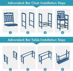 Ciokea Outdoor Bar Height Table Set of 5, 60" Extra Long Rectangle High Top Table and 4 Oversized Adirondack Chairs Set, Heavy-Duty All-Weather HDPE Patio Bar Set for Backyard Balcony Deck, Navy Blue