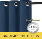 NICETOWN Blackout Curtains 84 Inch Length, Thermal Insulated Curtains for Bedroom Grommet Energy Saving Room Darkening Drapes for Living Room Window, 1 Panel, Moroccan Blue, 66" W x 102" L